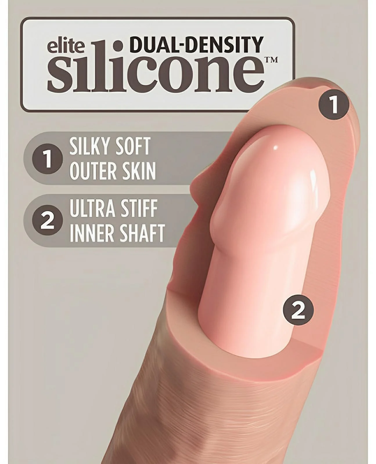 King Cock Elite 9" Dual Density Silicone Cock - Light - Image 3